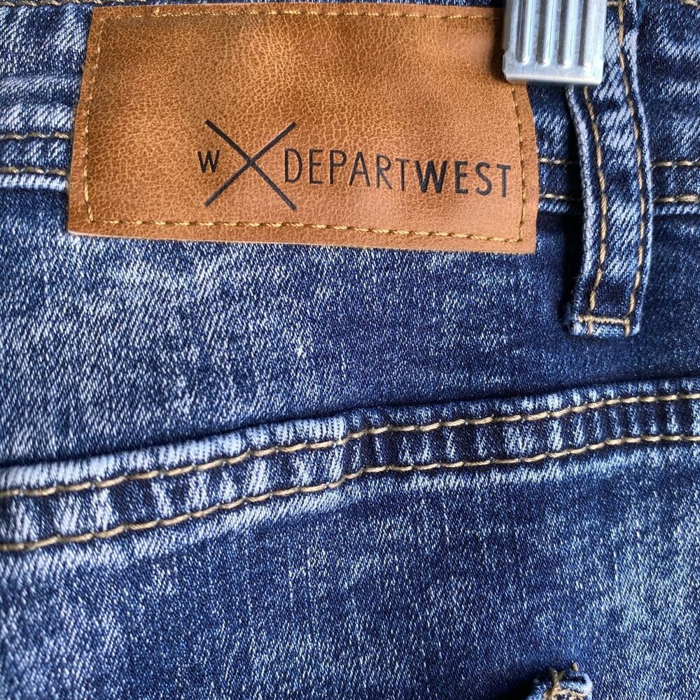 DepartWest Mens Seeker Jeans Straight Leg Blue Denim Zip Fly Size 31S Destroyed - Picture 5 of 12